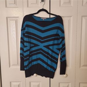 Daisy Fuentes blue/black striped long-sleeved sweater